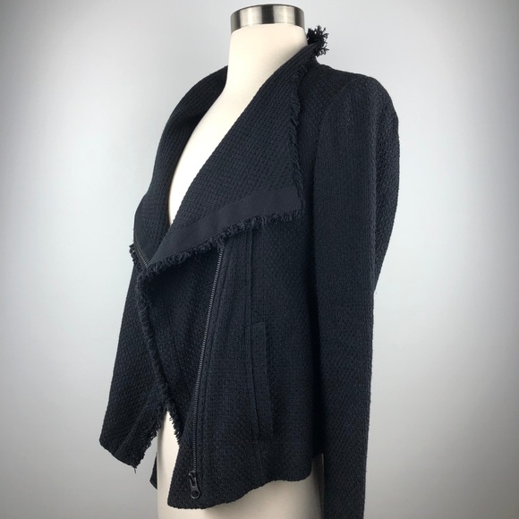 Vince Black Frayed Edge Scuba Moto Jacket S - Picture 5 of 8